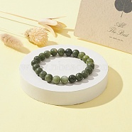 Natural Chinese Jade Round Beaded Stretch Bracelets for Women, Inner Diameter: 2-1/8 inch(5.35cm), Beads: 8.5mm(BJEW-TA00282)