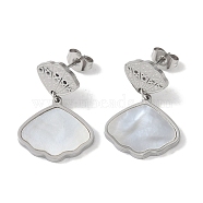 Shell Shape 304 Stainless Steel Shell Stud Earrings, Dangle Earrings for Women, Stainless Steel Color, 25x17mm(EJEW-L283-039P)