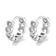 304 Stainless Steel Hollow Heart Huggie Hoop Earrings for Women, with 316 Surgical Stainless Steel Ear Pins, Stainless Steel Color, 10.8x3.5x11.2mm(EJEW-C096-06P)