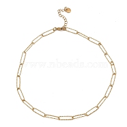 304 Stainless Steel Paperclip Chain Necklace, Real 18K Gold Plated, 16-1/2~17 inch(42~43.2cm)(BJEW-B072-01G)