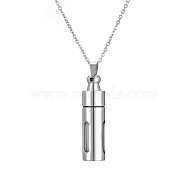 Stainless Steel Column Perfume Bottle Necklaces for Women, Stainless Steel Color, 17.72 inch(45cm)(BOTT-PW0011-09C)