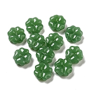 Imitation Jade Glass Beads, Green, Clover, 10.5x10.5x4.5mm, Hole: 1mm(GLAA-D017-01B)