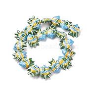 Handmade Porcelain Beads, Fish, Green, 17~18x21~22x7~7.5mm, Hole: 2mm(PORC-G002-54K)