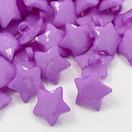 Acrylic Shank Buttons, 1-Hole, Dyed, Faceted, Star, Medium Orchid, 16x3mm, Hole: 3mm(BUTT-E030-B-04)