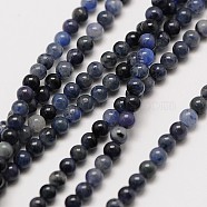 Natural Gemstone Sodalite Round Beads Strands, 3mm, Hole: 0.8mm, about 126pcs/strand, 16 inch(G-A130-3mm-16)