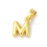 Rack Plating Brass Charms, Real 18K Gold Plated, Long-Lasting Plated, Cadmium Free & Lead Free, Letter M, 10x7.5x2mm, Hole: 5x2.5mm(KK-C053-04G-M)