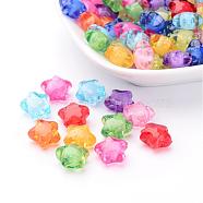 Transparent Mixed Color Acrylic Star Beads, Bead in Bead( Ps: Round Bead Inside), 12x11x8mm, Hole: 2mm(X-TACR-S091-12mm-M)