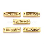 Tibetan Style Links connectors for Friendship, Cadmium Free & Nickel Free & Lead Free, Rectangle with Word Best Friend, Antique Golden, 9.5x35x2mm, Hole: 3mm(X-TIBE-4270-AG-FF)