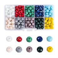 Opaque Solid Color Glass Beads, Faceted, Rondelle, Mixed Color, 8x6mm, Hole: 1mm, 10 colors, 30pcs/color, 300pcs/box(EGLA-X0006-01D-8mm)