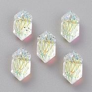 Embossed Glass Rhinestone Pendants, Bicone, Faceted, Crystal AB, 13x6.5x4mm, Hole: 1.5mm(GLAA-J101-02A-001AB)