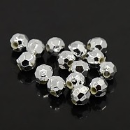 Plating Plastic Acrylic Faceted Round Beads, Silver Plated, 8mm, Hole: 1.5mm, about 1800pcs/pound(PACR-L002-8mm-S)