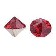 K9 Glass Rhinestone Cabochons, Pointed Back & Back Plated, Faceted, Cone, Siam, 8~8.5x8.5mm(RGLA-G006-8mm-208)