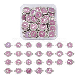 26 Letters Alloy Enamel Links Connectors, with Crystal Rhinestones, Flat Round with Letter, Letter A~Z, 22x16x2mm, Hole: 1.8mm, 26 Letters, 2pcs/letter, 52pcs/box(ENAM-TA0002-19A)