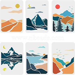 PET Plastic Drawing Painting Stencils Templates Sets, Ravine Scenery Theme Pattern, 29.7x21cm, 6 sheets/set(DIY-WH0172-842)