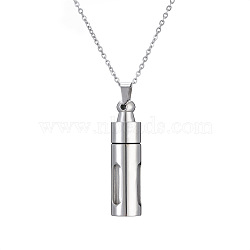 Stainless Steel Column Perfume Bottle Necklaces for Women, Stainless Steel Color, 17.72 inch(45cm)(BOTT-PW0011-09C)