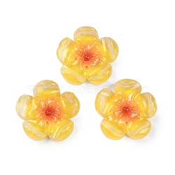 Flower Series Resin Cabochons, Wintersweet, Yellow, 24x7mm(CRES-Q008-01B)