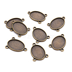 Tibetan Style Alloy Cabochon Connector Settings, Cadmium Free & Nickel Free & Lead Free, Oval, Antique Bronze, Tray: 18x25mm, 31x23x2mm, Hole: 3mm, about 330pcs/1000g(S-TIBE-Q079-18x25-AB)