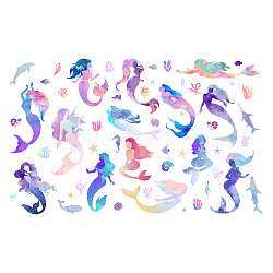 PVC Wall Stickers, Wall Decoration, Mermaid Pattern, 1000x290mm(DIY-WH0228-674)