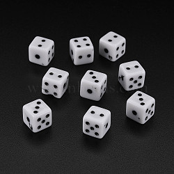 Acrylic Beads, Dice, White, 7.5x7.5x7.5mm, Hole: 1.5mm, about 1000pcs/500g(MACR-3030-A09)