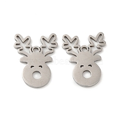 201 Stainless Steel Pendants, Deer Charm, Stainless Steel Color, 15x11.5x0.8mm, Hole: 1.2mm(STAS-Q245-09P)