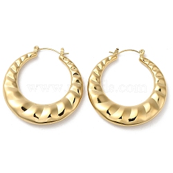 Rack Plating 304 Stainless Steel Hoop Earrings for Women, Croissant, Real 18K Gold Plated, 42x40x6.5mm(EJEW-Z026-21G)