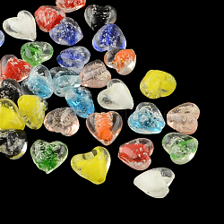 Handmade Luminous Lampwork Beads, Heart, Mixed Color, 15~16x15~16x9~10mm, Hole: 1~2mm(LAMP-R126-16mm-M)