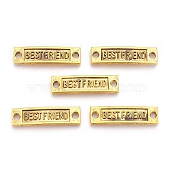 Tibetan Style Links connectors for Friendship, Cadmium Free & Nickel Free & Lead Free, Rectangle with Word Best Friend, Antique Golden, 9.5x35x2mm, Hole: 3mm(X-TIBE-4270-AG-FF)