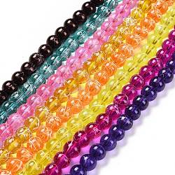 Drawbench Transparent Glass Beads Strands, Spray Painted, Round, Mixed Color, 8mm, Hole: 1.3~1.6mm, 31.4 inch(GLAD-Q012-8mm-M)