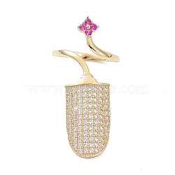 Brass Micro Pave Cubic Zirconia Fingernail Rings, Nail Cover Ring, Rhombus, Real 18K Gold Plated, 1.5mm, Inner Diameter: 13mm(RJEW-D115-08G)