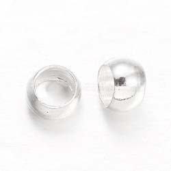 Rondelle Brass Crimp Beads, Silver Color Plated, 3x2mm, Hole: 1.5mm, about 520pcs/20g(X-KK-L134-31S)