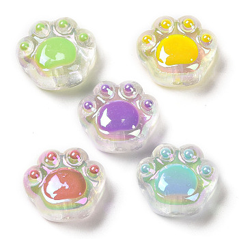 UV Plating Transparent Acrylic Beads, Luminous style, with Enamel, Palm Charm, Glow in Dark, Palm Charm, Mixed Color, 24x27x15mm, Hole: 3mm