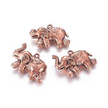CCB Plastic Big Pendants, Elephant, Red Copper, 39x57x14mm, Hole: 3mm