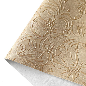 Embossed Flower Pattern Imitation Leather Fabric, for DIY Leather Crafts, Bags Making Accessories, Navajo White, 30x135cm
