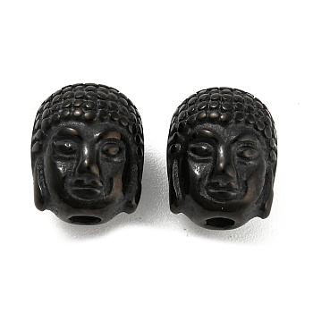 Ion Plating(IP) Stainless Steel Beads, Buddha, Black, 10.5x8x8mm, Hole: 2mm