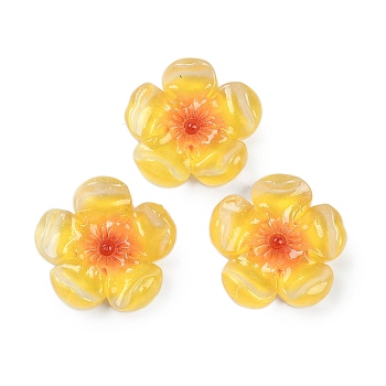 Flower Series Resin Cabochons, Wintersweet, Yellow, 24x7mm