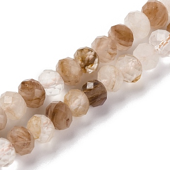 Natural Red Hematoid Quartz/Ferruginous Quartz Beads Strands, Faceted, Rondelle, 8x6mm, Hole: 1mm, about 63~64pcs/strand, 14.96''~15.35''(38~39cm)