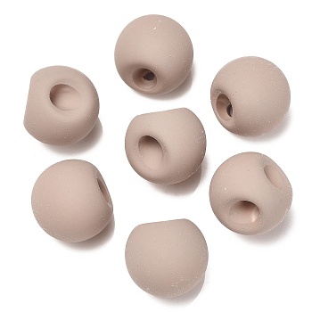 Rubberized Acrylic Beads, Round, Top Drilled, Rosy Brown, 18x18x18mm, Hole: 3mm