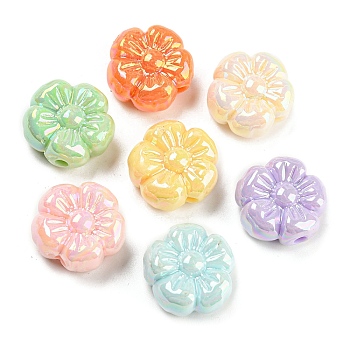 Opaque Acrylic Beads, AB Color Plated, Flower, Mixed Color, 19x19x9.5mm, Hole: 2.8mm, about 222pcs/500g
