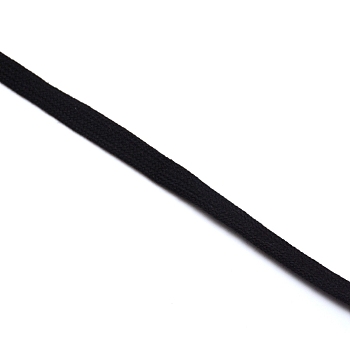 Cotton Cords, Flat, Garment Accessories, Black, 11x1.2mm