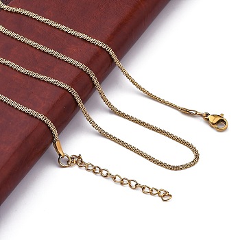 304 Stainless Steel Mesh Chain Necklaces for Women Men, Golden, 18.19 inch(46.2cm)