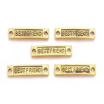 Tibetan Style Links connectors for Friendship, Cadmium Free & Nickel Free & Lead Free, Rectangle with Word Best Friend, Antique Golden, 9.5x35x2mm, Hole: 3mm