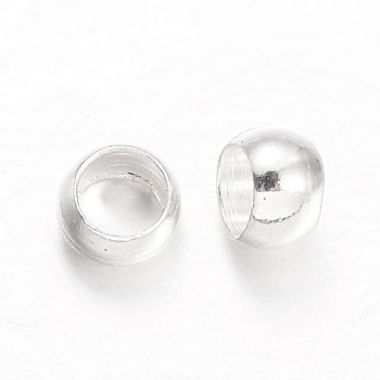 Rondelle Brass Crimp Beads, Silver Color Plated, 3x2mm, Hole: 1.5mm, about 520pcs/20g