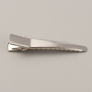 Iron Alligator Hair Clip Findings, Platinum, 50x9.5x11mm