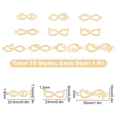 SUNNYCLUE 10Pcs 10 Style 304 & 201 Stainless Steel Links Connectors(STAS-SC0002-55G)-2