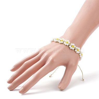 Bracelet en perles de verre tressées fleur(BJEW-TA00169)-3