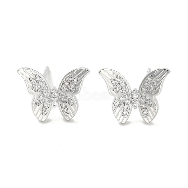 Clear Butterfly Cubic Zirconia Stud Earrings