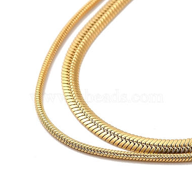 Placage ionique (ip) 304 collier à double couche de chaînes de serpent et de chevrons ronds en acier inoxydable pour hommes femmes(NJEW-E046-03G)-3