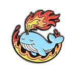 Flaming Animal Alloy Enamel Pins, Black Lapel Pin Backs for Backpack Clothes, Colorful, Whale, 26x25.5mm(JEWB-G046-05A)