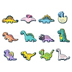 24Pcs 12 Styles Silicone Focal Beads, Dinosaur, Mixed Color, 19.5~30.5x27.5~36x8~8.5mm, Hole: 2~3mm, 2pcs/style(SIL-CJ0002-35)