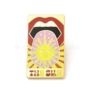 The Sun with Lip Enamel Pins, Golden Alloy Rectangle Badge for Backpack Clothes, Colorful, 30x17x1.6mm(JEWB-G020-13G)